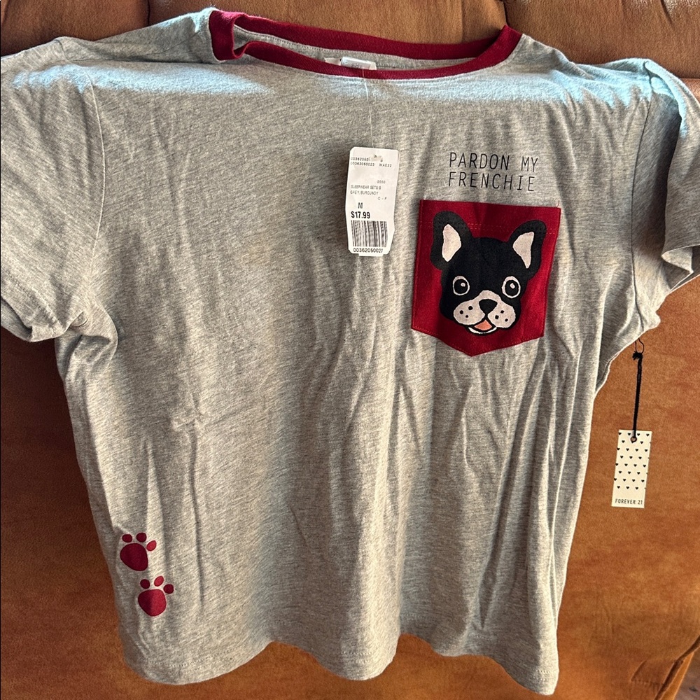 Forever 21 - Gray T-Shirt with French Bulldog Design
